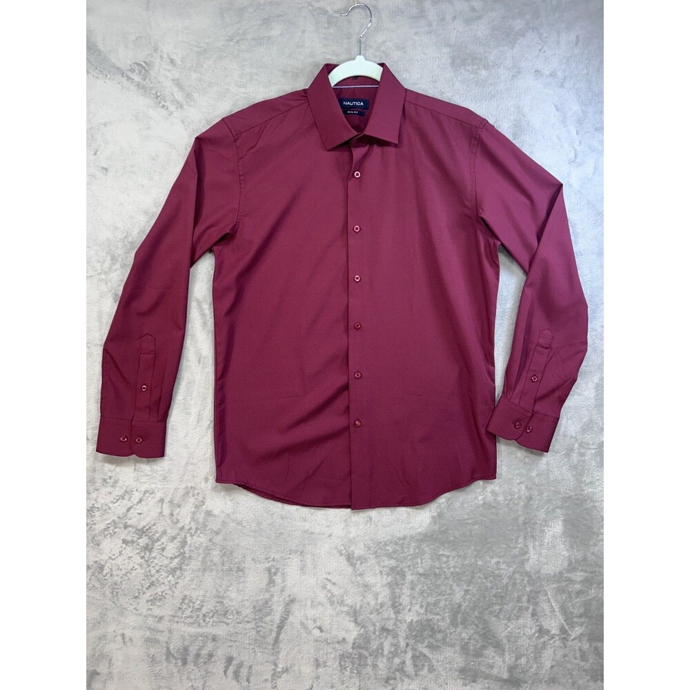 Men's Nautica Long Sleeve Button Up Slim Fit Shirt Medium 15x15 1/2